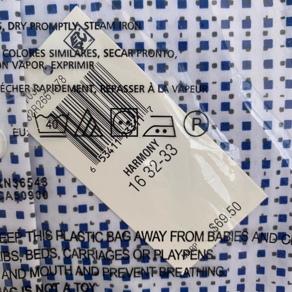 Kenneth Cole Print Slim Fit Dress Shirt 16x32-33 - Picture 7 of 9